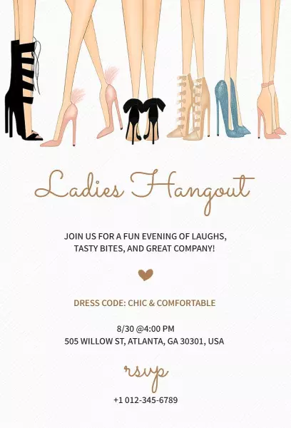 Chic Ladies Night Out Fun Gathering Event Invitation Template