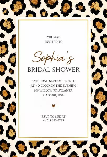 Chic Leopard Print Glamorous Bridal Shower Invitation Template