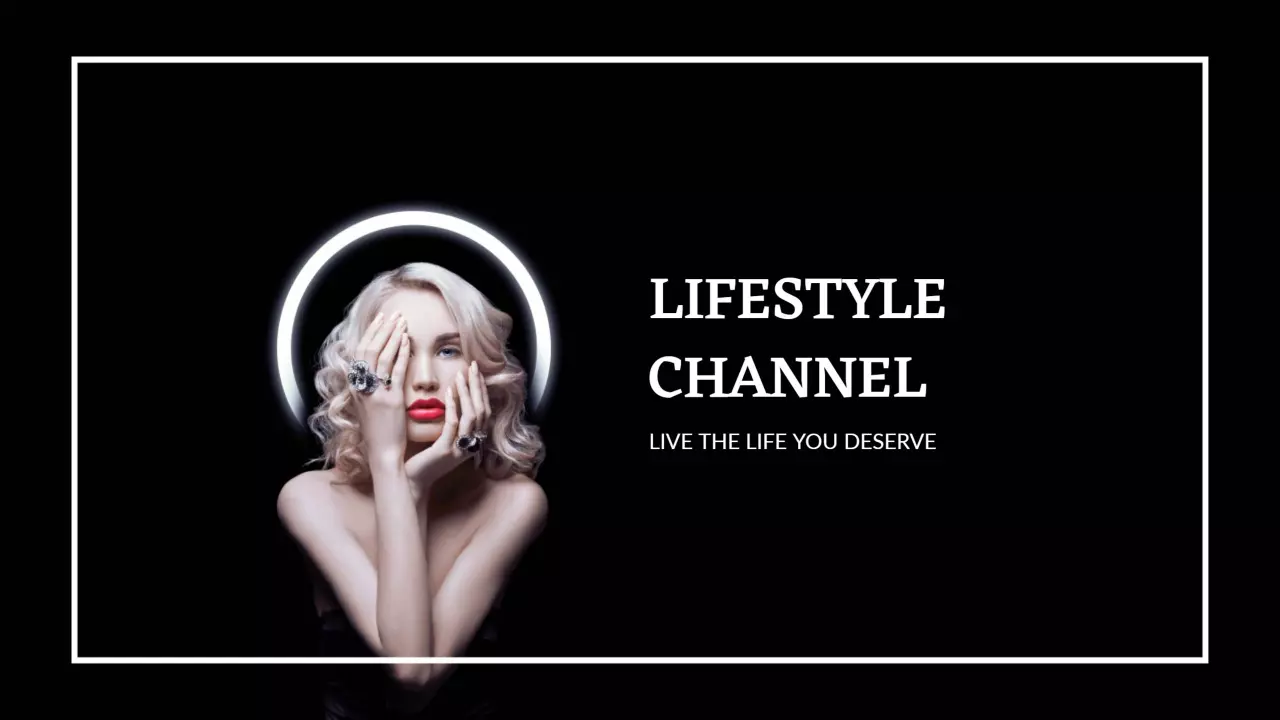 Chic Lifestyle Portrait with Halo on Black YouTube Banner Template