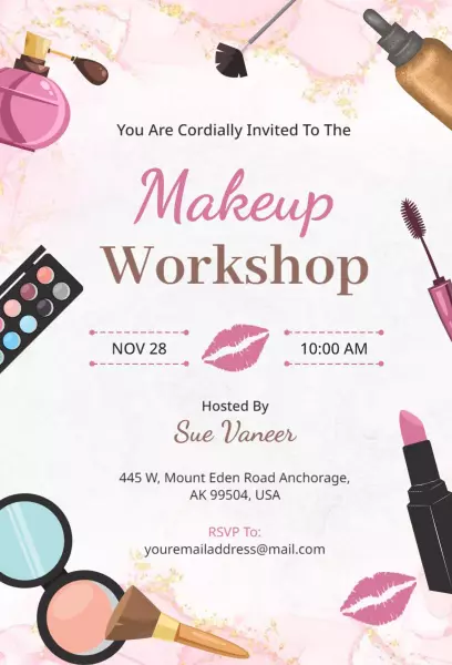 Chic Makeup Artistry Skill Development Workshop Invitation Template