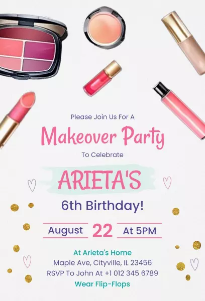 Chic Makeup Party Glam Birthday Celebration Invitation Template