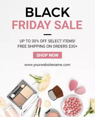 Chic Minimalist Black Friday Makeup Sale Poster Template