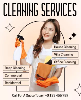 Chic Minimalist Cleaning Services Advertisement Poster Template