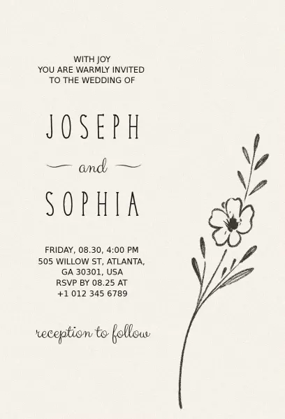 Chic Minimalist Elegant Wedding Celebration Invitation Template