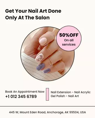 Chic Minimalist Nail Art Promotion at Salon Poster Template