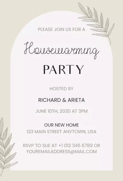 Chic Modern Elegant Housewarming Celebration Invitation Template