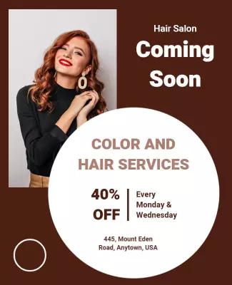 Chic Modern Hair Salon Coming Soon Services Poster Template