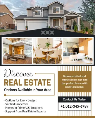Chic Modern Real Estate Services and Listings Flyer Template