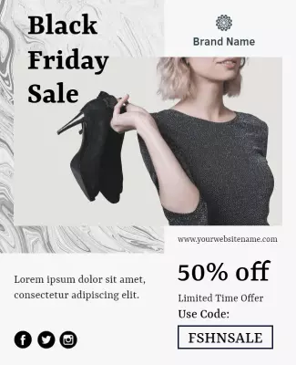 Chic Monochrome Black Friday Sale Fashion Poster Template