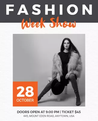 Chic Monochrome Fashion Week Show Flyer Template