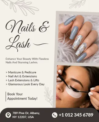 Chic Nail and Lash Services Advertisement Poster Template