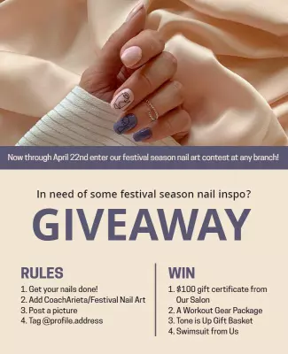 Chic Neutral Festival Season Nail Art Giveaway Poster Template