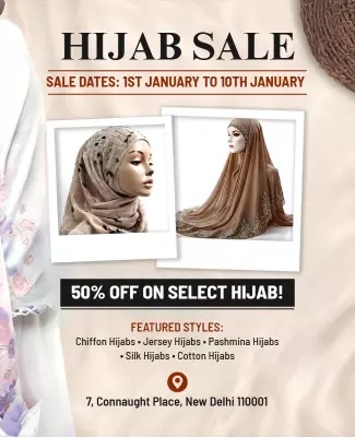 Chic Neutral Hijab Sale Announcement Poster Template