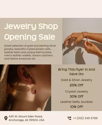Chic Neutral Jewelry Shop Opening Sale Poster Template