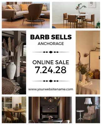 Chic Neutral Minimalist Furniture Sale Poster Template