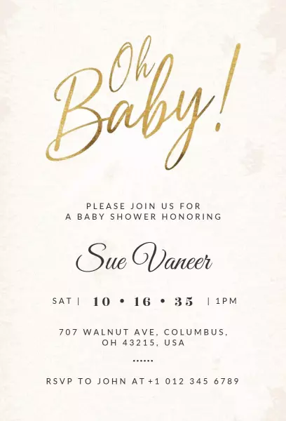 Chic Oh Baby Elegant Gold Baby Shower Invitation Template