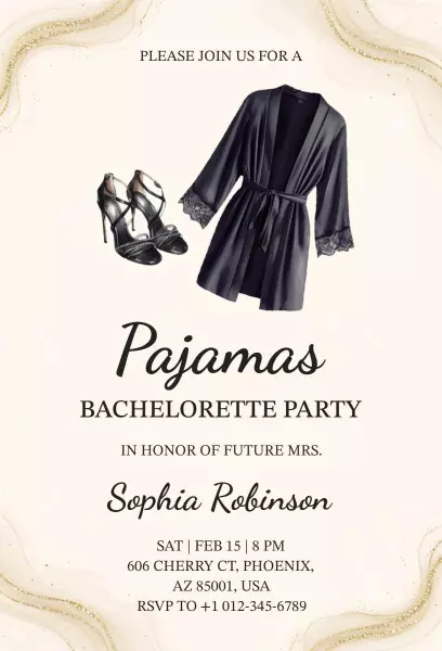 Chic Pajamas Themed Bachelorette Party Invitation Template