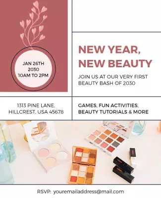 Chic Pastel Pink New Year Beauty Bash Invitation Poster Template