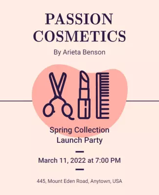 Chic Pastel Spring Cosmetics Launch Party Poster Template