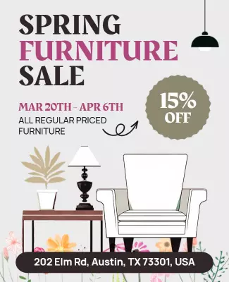 Chic Pastel Spring Furniture Sale Promotion Poster Template