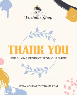 Chic Pastel Thank You Card for Fashion Shop Poster Template