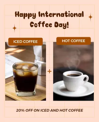 Chic Peach International Coffee Day Promotion Poster Template
