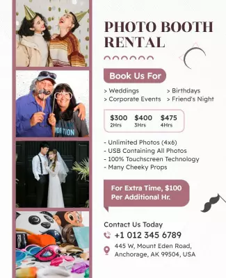 Chic Peach Photo Booth Rental Event Services Poster Template