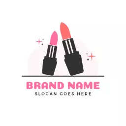 Chic Pink and Black Lipstick Design for Beauty Brand Logo Template