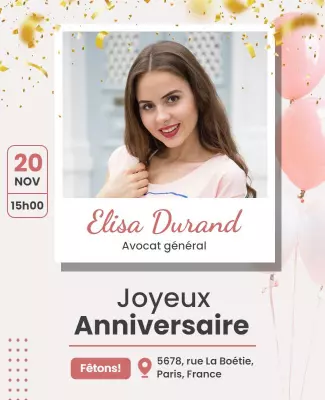 Chic Pink Birthday Celebration Invitation Poster Template