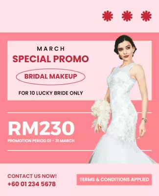 Chic Pink Bridal Makeup Special Promotion Poster Template