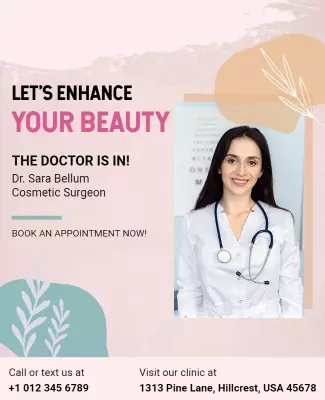 Chic Pink Cosmetic Surgery Appointment Promotion Poster Template