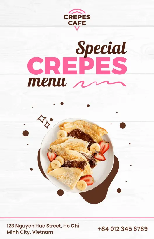 Chic Pink Crepes Café Special Menu Template