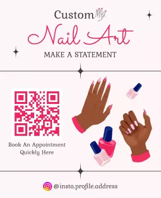 Chic Pink Custom Nail Art Appointment Booking Poster Template