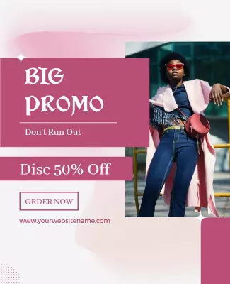 Chic Pink Fashion Promotion Sale Poster Template