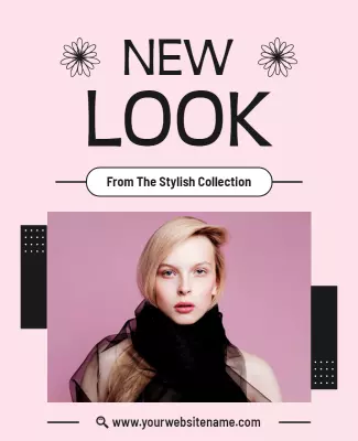 Chic Pink Fashion Promotional Look Poster Template