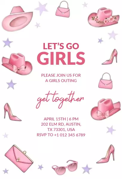 Chic Pink Girls Night Out Get Together Invitation Template