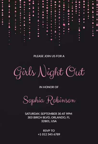 Chic Pink Glamour Ladies Night Out Celebration Invitation Template