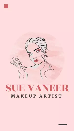 Chic Pink Illustration for Makeup Artist Business Card Template
