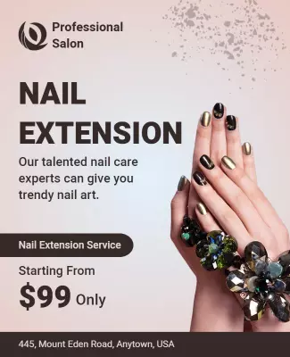 Chic Pink Nail Extension Service Promotional Poster Template