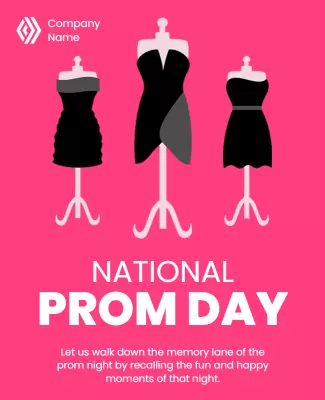 Chic Pink National Prom Day Celebration Poster Template