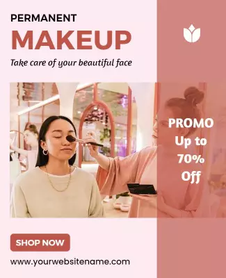 Chic Pink Permanent Makeup Beauty Promotion Poster Template
