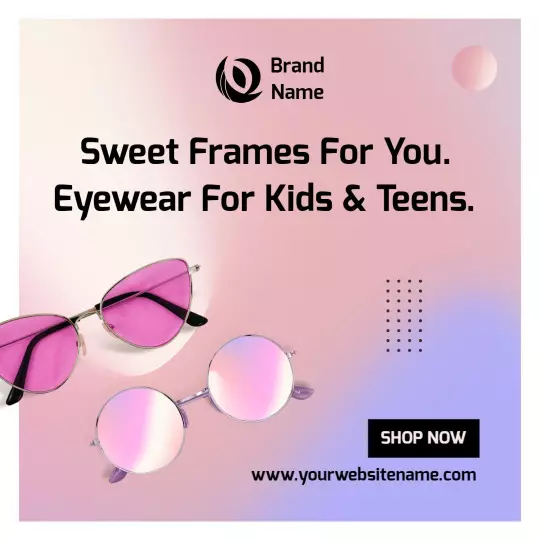 Chic Pink Sunglasses Collection for Kids and Teens Ad Template