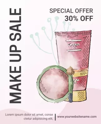 Chic Pink Watercolor Makeup Sale Poster Template