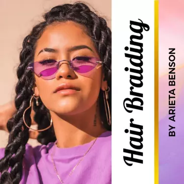Chic Purple Fashion-inspired Hair Braiding Business Card Template