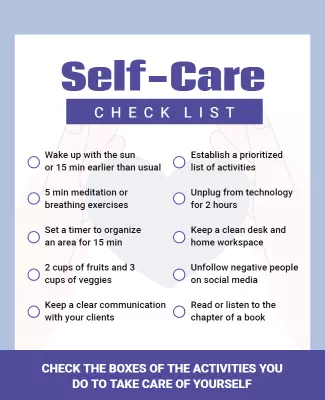Chic Purple Self-Care Activities Checklist Flyer Template