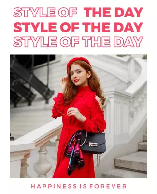 Chic Red Fashion Trend Style of the Day Poster Template