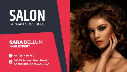 Chic Red Modern Hair Salon Business Card Template
