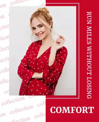 Chic Red Polka Dot Fashion Comfort Collection Poster Template