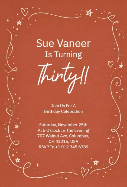 Chic Rustic Thirty Birthday Celebration Invitation Template