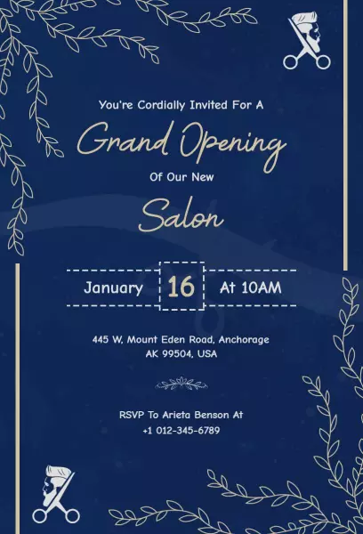 Chic Salon Grand Opening Celebration Invitation Template
